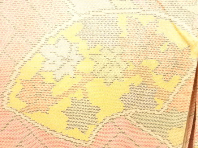 JAPANESE KIMONO / ANTIQUE KIMONO / SILK / OSHIMA TSUMUGI / WOVEN JIGAMI & BUTTERFLY